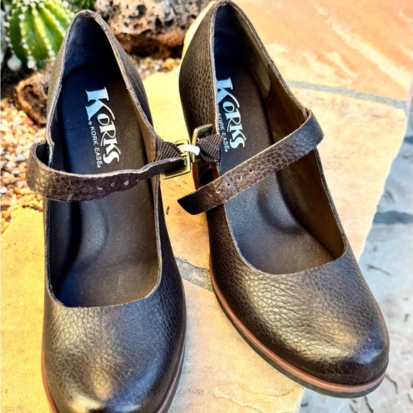 Kork-Ease Mary Jane Leather Block Heels | Dark Brown Comfort Platform Shoes - Picture 15 of 16
